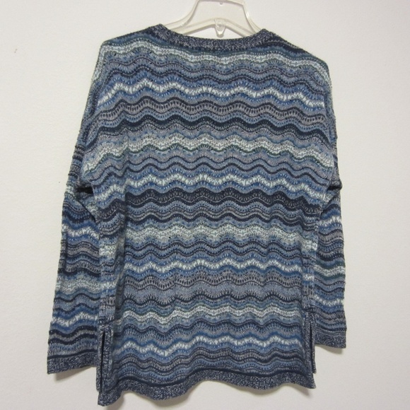 J.Jill sweater women’s M Chevron Knit Crew Neck Side Slit Pullover Tunic - Picture 4 of 13